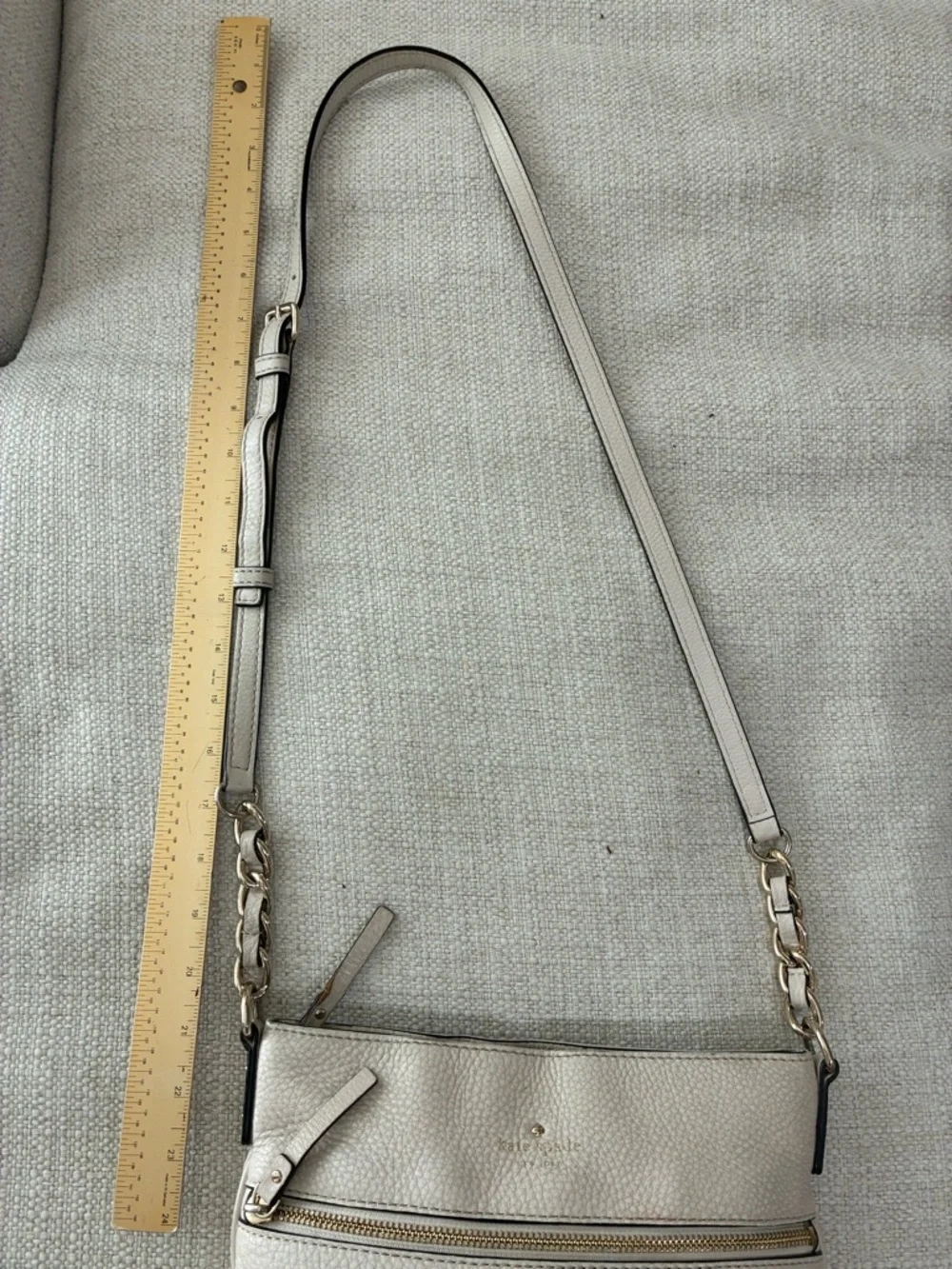 kate spade EUC Cream  Jackson Pebbled Leather Crossbody Bag with Gold Hardware - Picture 11 of 15